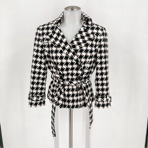 Signature By Larry levine Womens Black & White Polyester Buttons Casual Jacket